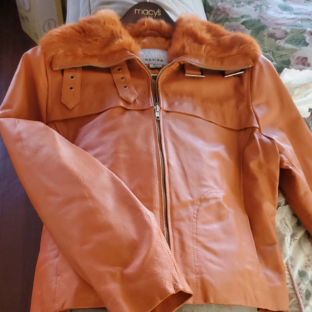 Maxima Women's Leather Jacket in Rich Orange